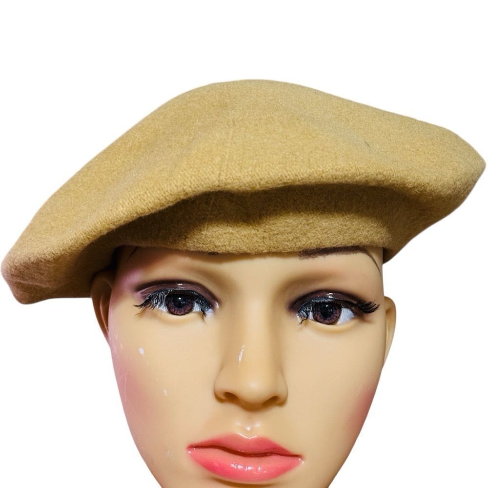 Vintage Beret Basque 100% Wool Tan